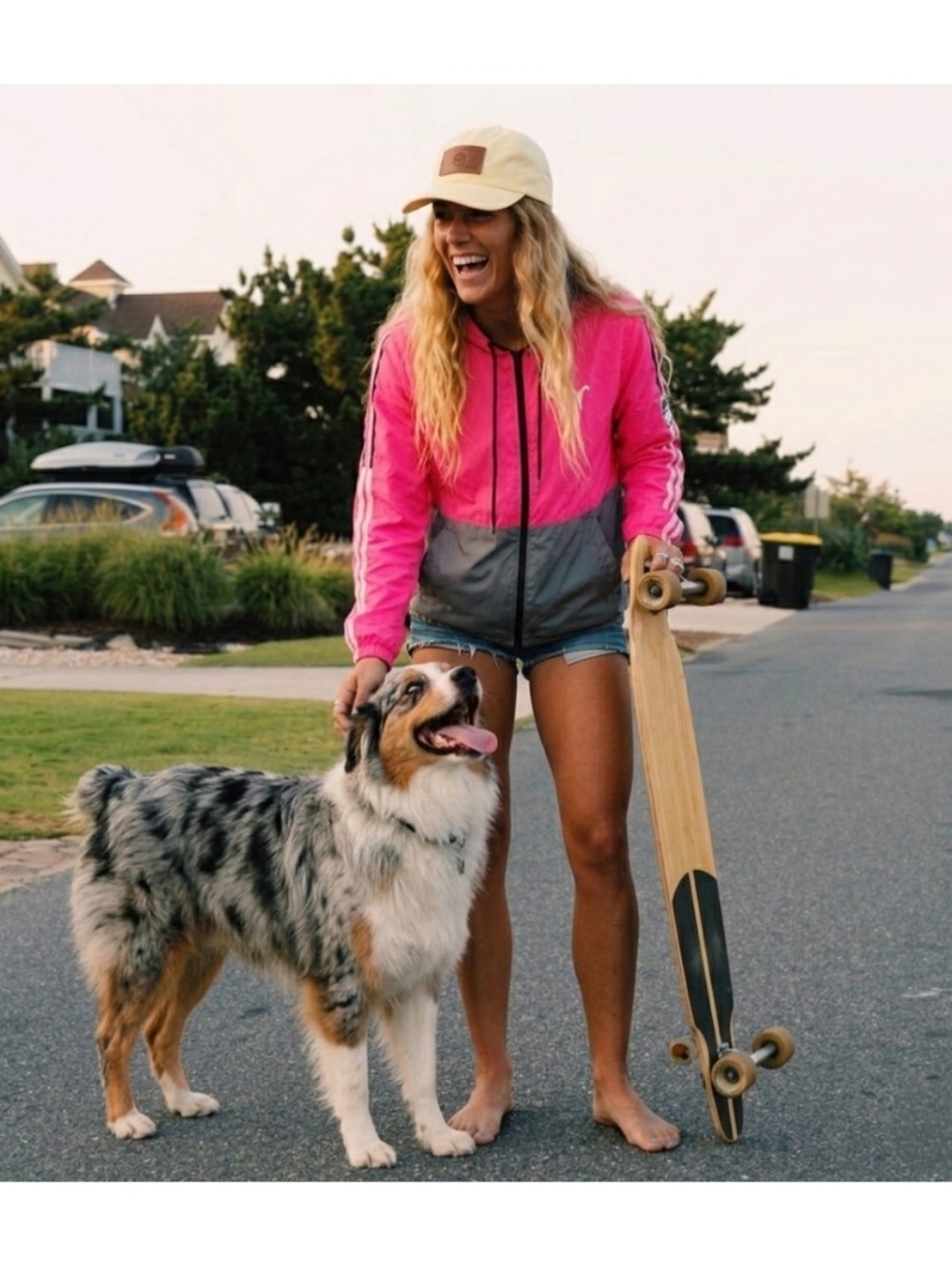 🌿Victoria's Secret Women's Med/Large Anorak Oversized Pink & Gray Wind Breaker - Picture 13 of 14